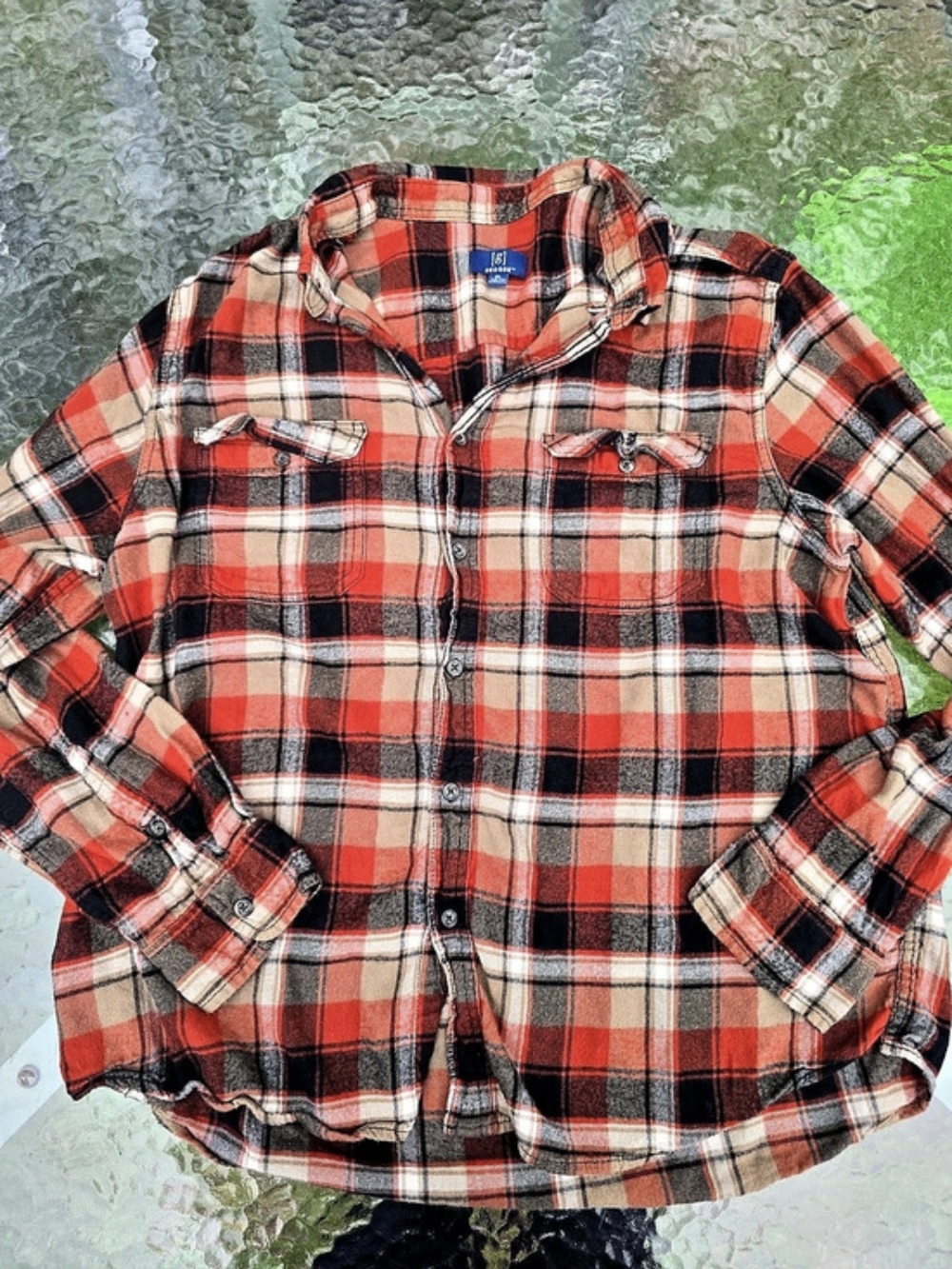George Men's Plaid Button Down Shirt in Red & Black Size XL Like N